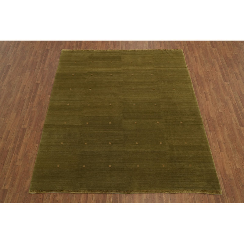 Tapis oriental élégant népalais vert olive 8 x 10