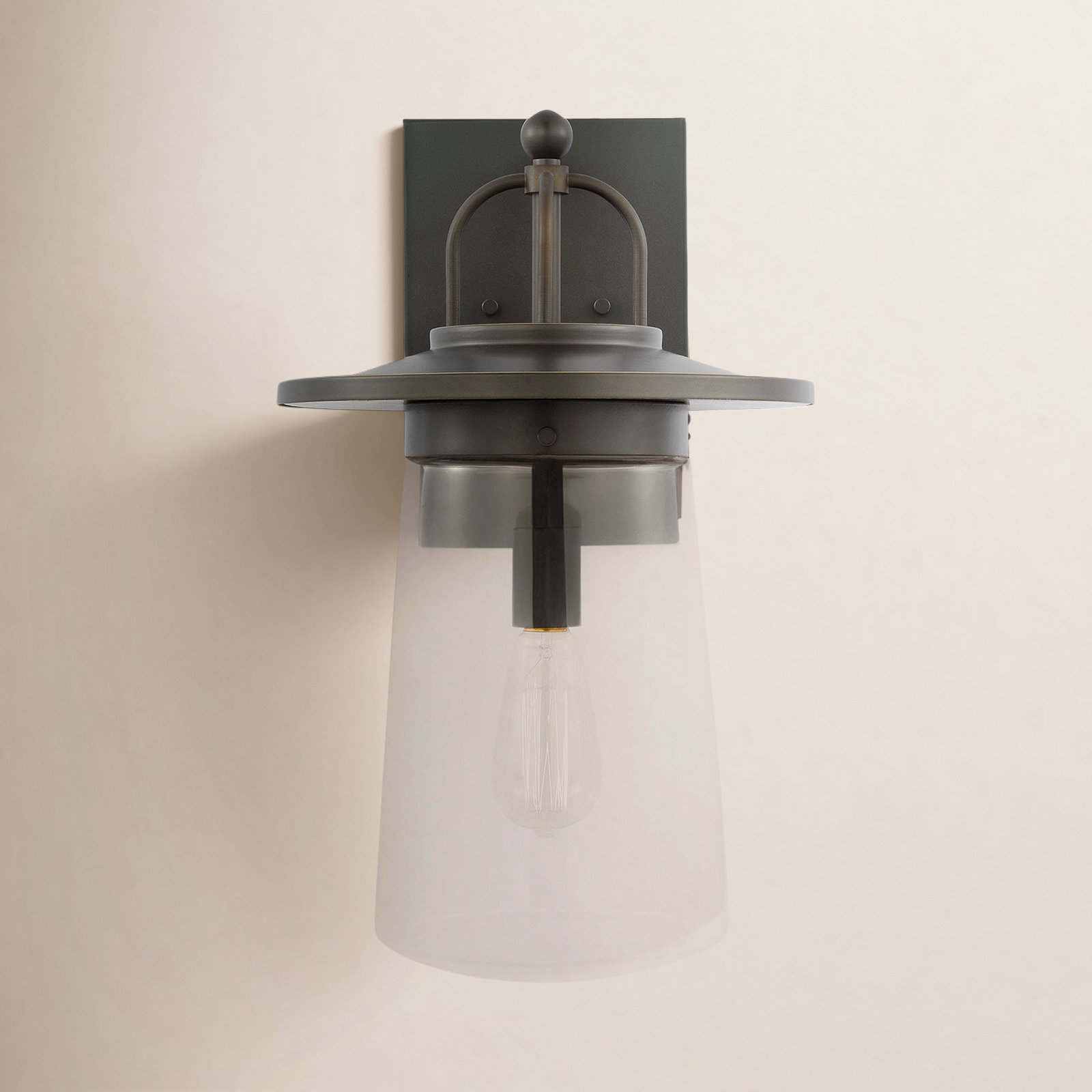 Mansoor Outdoor Wall Lantern, Antique Bronze, 18.63" H x 10" W x 10" D
