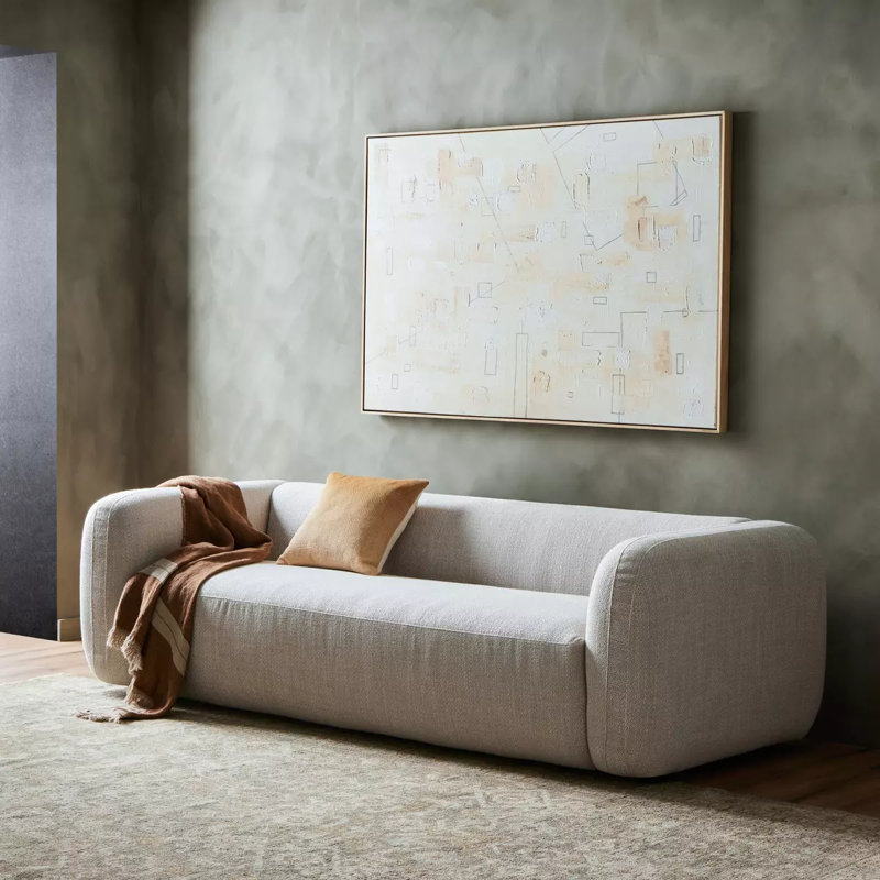 Gibson Wheat 96'' Polyester Blend Tuxedo Arm Sofa