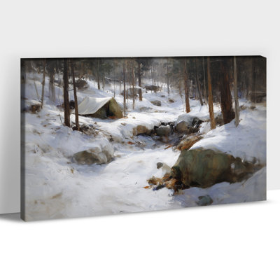 Art mural sur toile grande forêt d'hiver - paysage de neige, scène d'hiver, décoration murale, art de forêt d'hiver au pays des merveilles pour le salon, impression encadrée sur toile, 28 po x 40 po