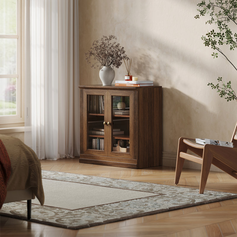 Vitrine basse, noyer, Brun