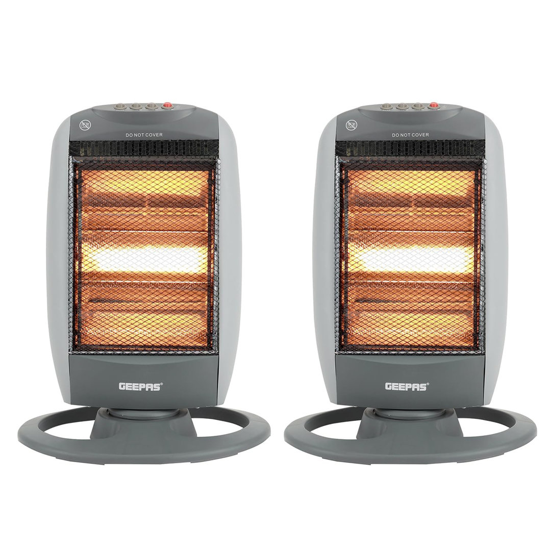 GEEPAS Halogen Heater 1200W | Instant Heating Energy Efficient Heater with 3 Heat Settings 400/800/1200W | Oscillation Function & Low Running Cost | 3