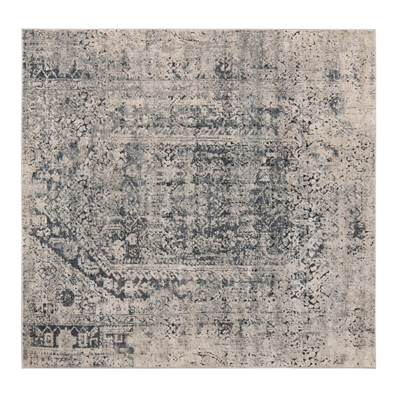 Tapis oriental gris Corteney, Carré 5 pi 3 po