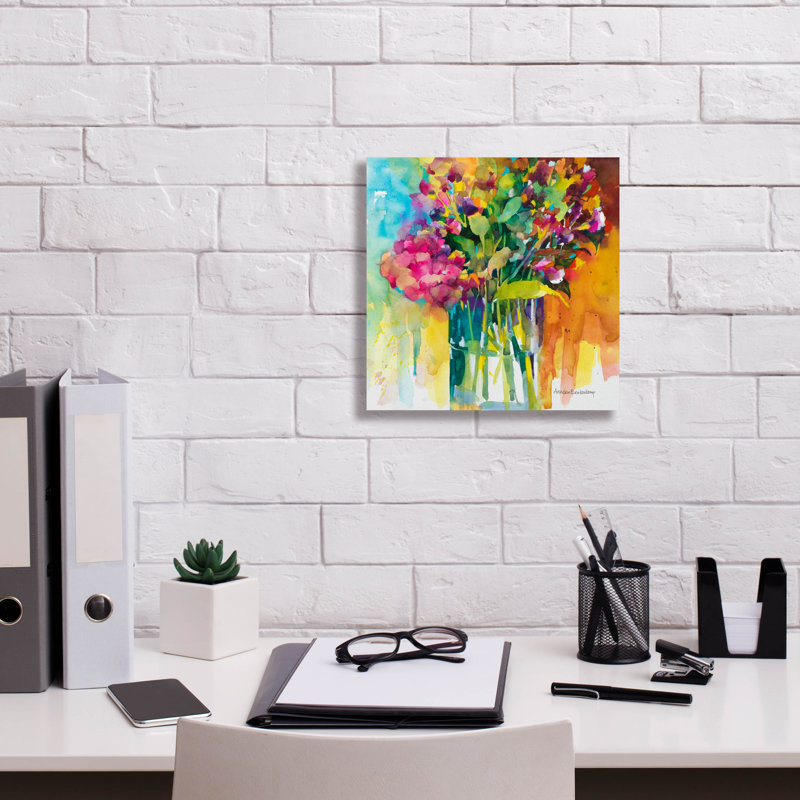 Art mural sur toile Winston Porter «Bright Bouquet» par Annelein Beukenkamp, H 12 po x l 12 po x P 0,75 po