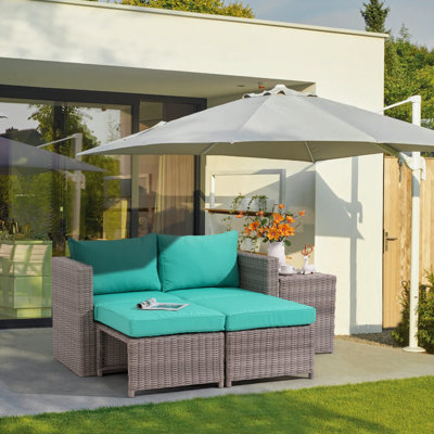Morland 5 Piece PE Rattan Sectional Seating Group with Cushions