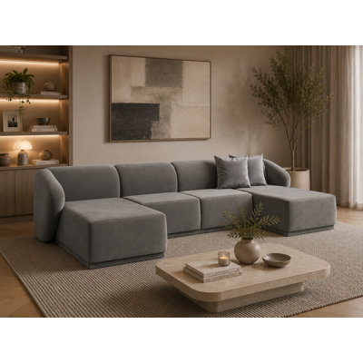 4 Seater Velvet Sofa & Chaise