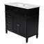 Meuble-lavabo 36 po avec lavabo, armoire de salle de bain avec tiroirs, cadre solide et panneau de fibres à densité moyenne, un paquet, noir