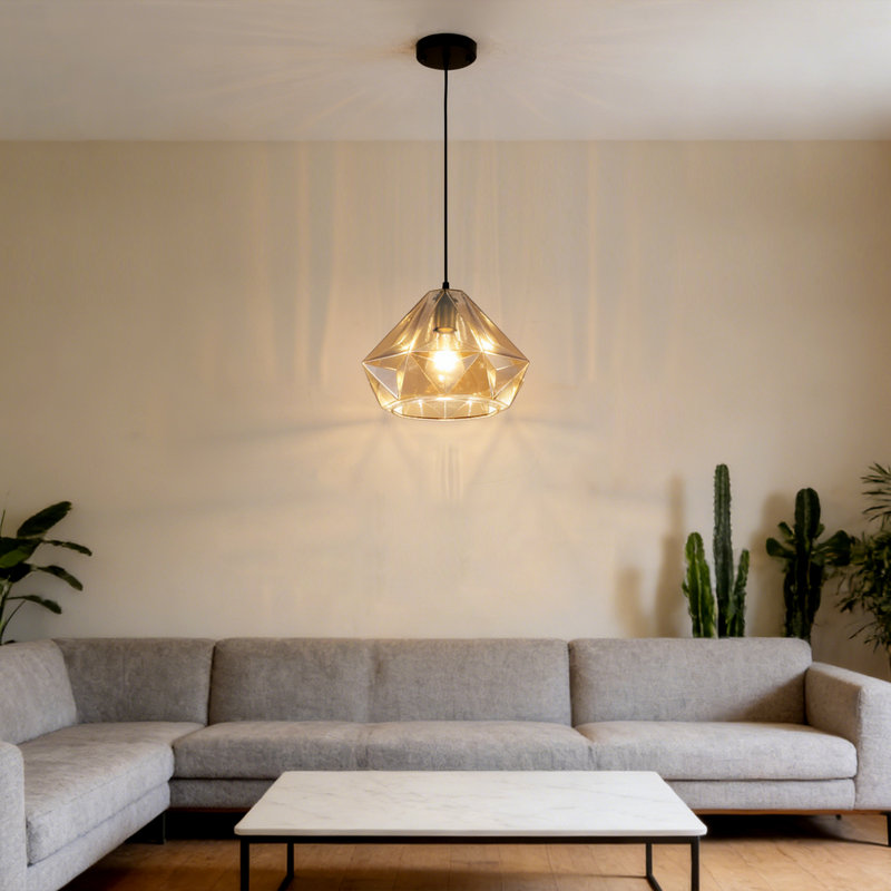 1 - Light Single Modern  Geometric Class Pendant for Dining Room, Kitchen, Foyer, Hallway, Bedroom, Coffee, Amber