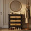 Table de bout 29,5 po de large avec 3 tiroirs - table de bout en rotin