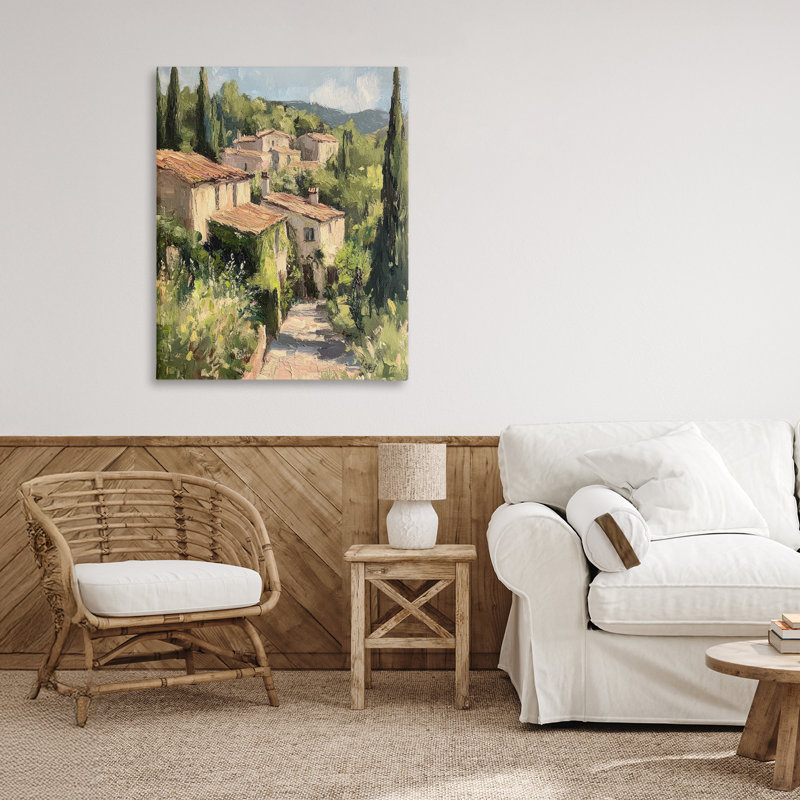 Expressionist Village Buildings Canvas, design par Petal Prints Design, H 30 po x l 24 po