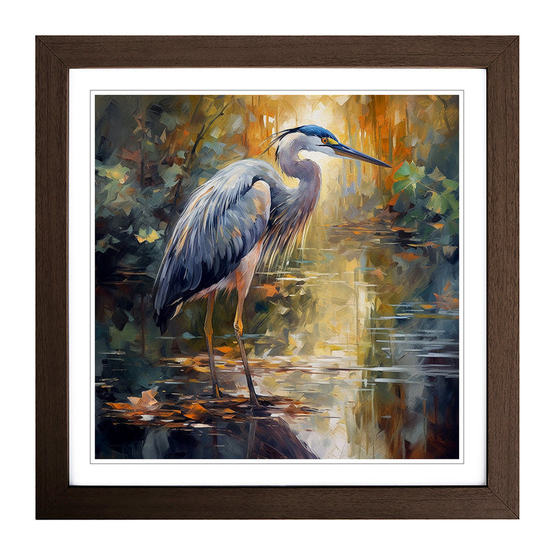 Heron Post-Impressionism No.1 - Framed Print, Walnut