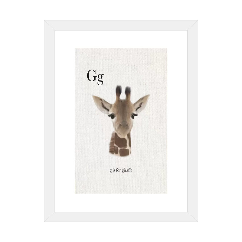 Décoration murale pour enfants G Is for Giraffe, Papier encadré blanc, H 24 po x l 16 po x P 1 po