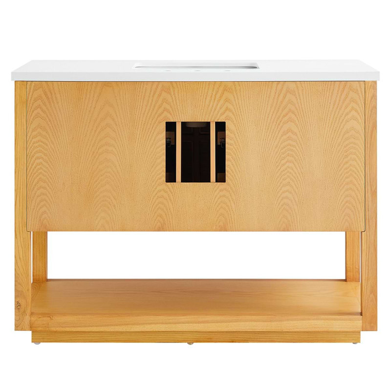Dayton 48" Woodgrain Vanity With Pure Quartz Top And Ceramic Basin