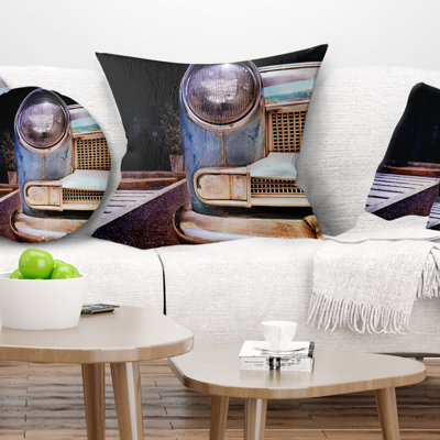 Front Headlight Of Vintage Car - Cars Printed Pillow