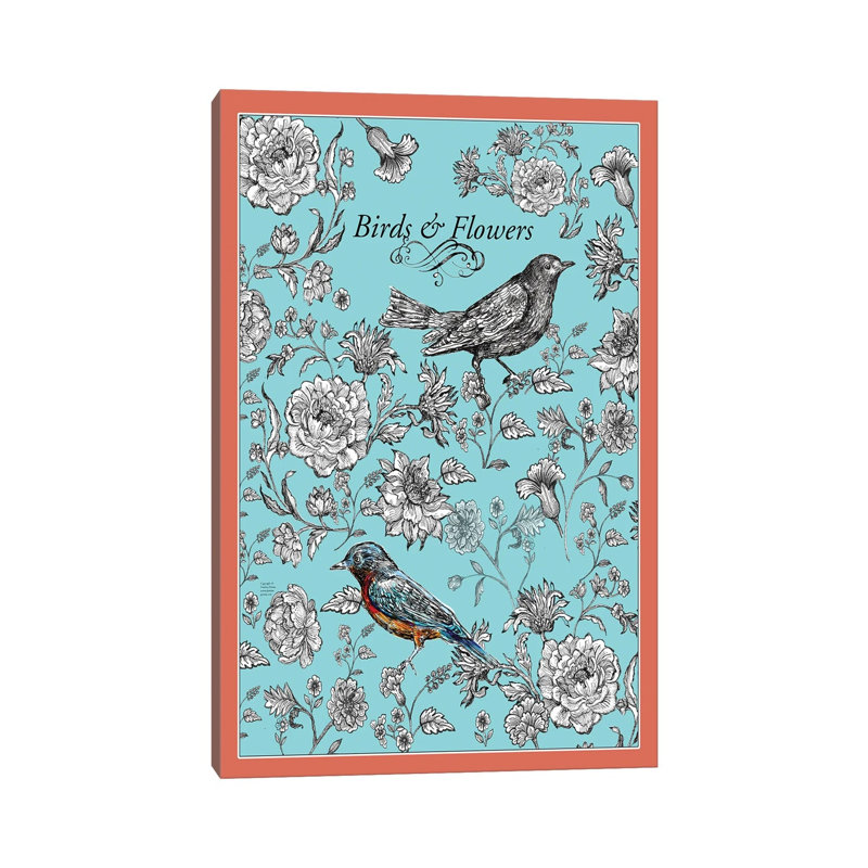 Birds And Flowers by Fanitsa Petrou - Wrapped Canvas Print, 20.32 cm H x 30.48 cm W