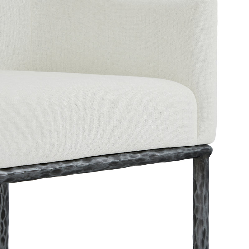 Fauteuil de salle à manger rembourré Urbam, 2, Coussin beige / structure en étain forgé