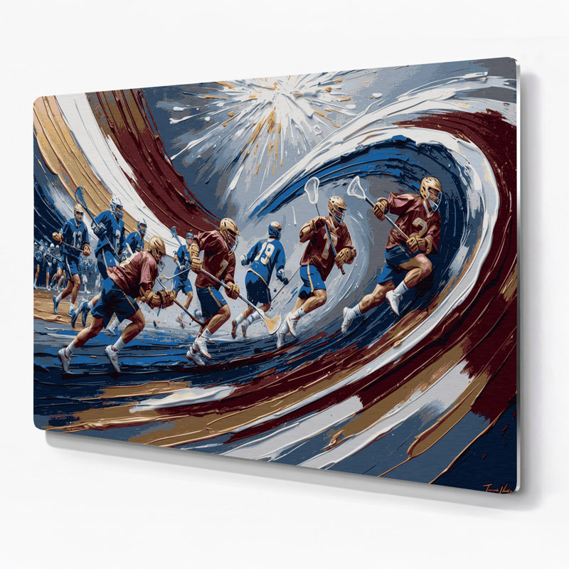 Art mural gris en métal Sports Lacrosse, H 288 po x l 432 po x P 0,05 po