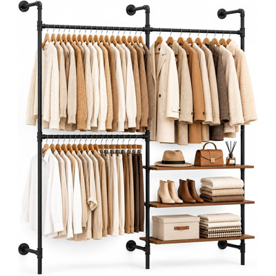168 cm Adjustable Wall Mounted Clothes Rack