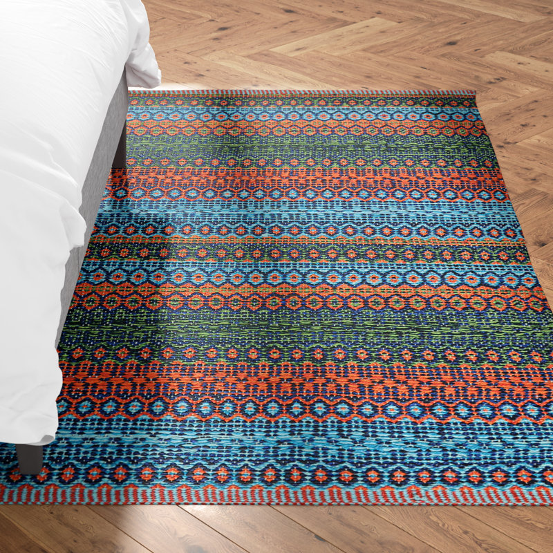 Saffron Geometric Cotton Hand Woven Area Rug, Rectangle 160 x 230cm