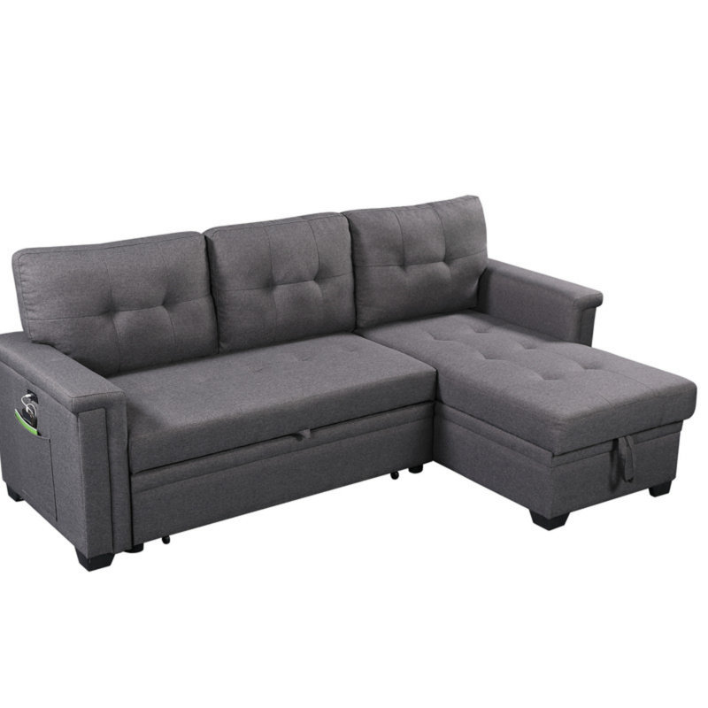 Mulaykah Upholstered Sectional, Dark Gray Linen