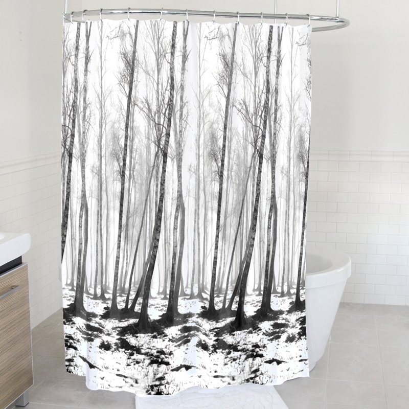 Rideau de douche simple en tissu fog forest Arnette