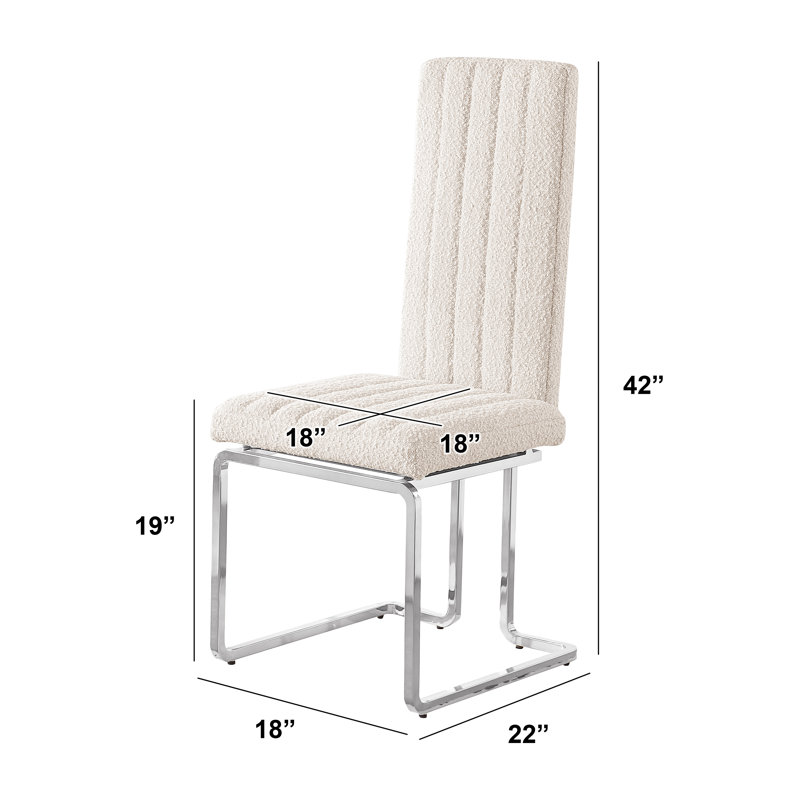 Chaises d'appoint en tissu haut de gamme avec structure chromée, Crème, Argent