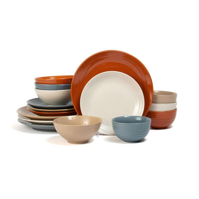 Ensemble de vaisselle 16 pièces en grès Sango Siterra Painter's Palette - Service for 4, assiette et bol