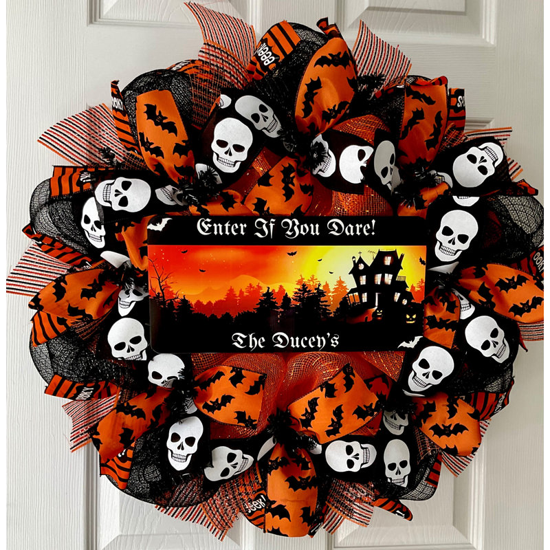 Couronne d'Halloween personnalisée «Entrez si vous l'osez», Oui