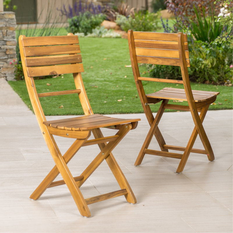 Chaise de salle à manger d'extérieur pliante en bois d'acacia (ensemble de 2)
