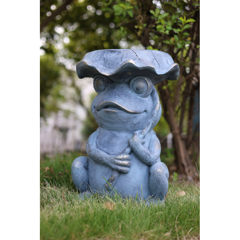 Frog Garden Statue Plant Stand w/Solar Light