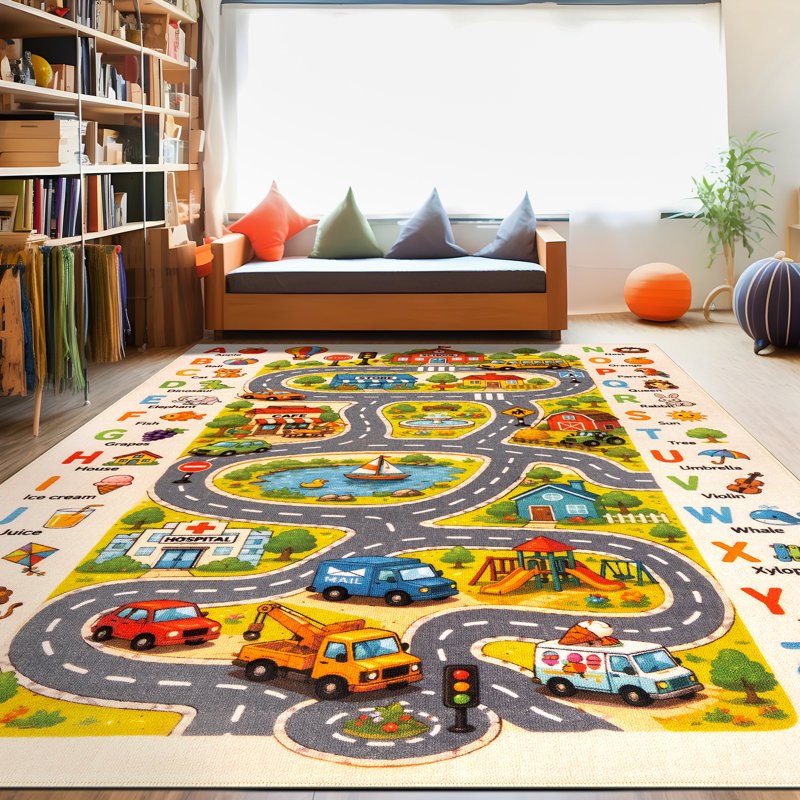 Alphabet City Adventure, tapis pour enfants, multi, envers antidérapant, 5 pi 3 po x 7 pi 3 po
