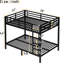 Lit double superposé au dessus d'un lit double en métal noir, conception peu encombrante, fonctionnement silencieux, rangement et lattes robustes pour les adolescents, lit noir, caractéristique, réduction, caractéristiques, assemblage sans effort