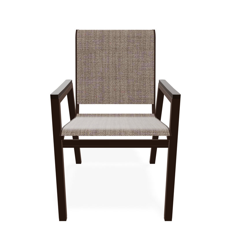 Chaise de bistro empilable en aluminium avec accoudoirs en polymère de qualité marine Bazza, Fenouil Augustine Sunbrella®
