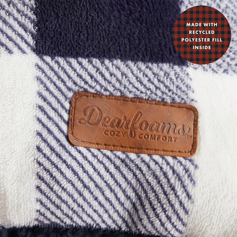 Dearfoams Royal Plush Plaid Full Body Pillow, White/Navy