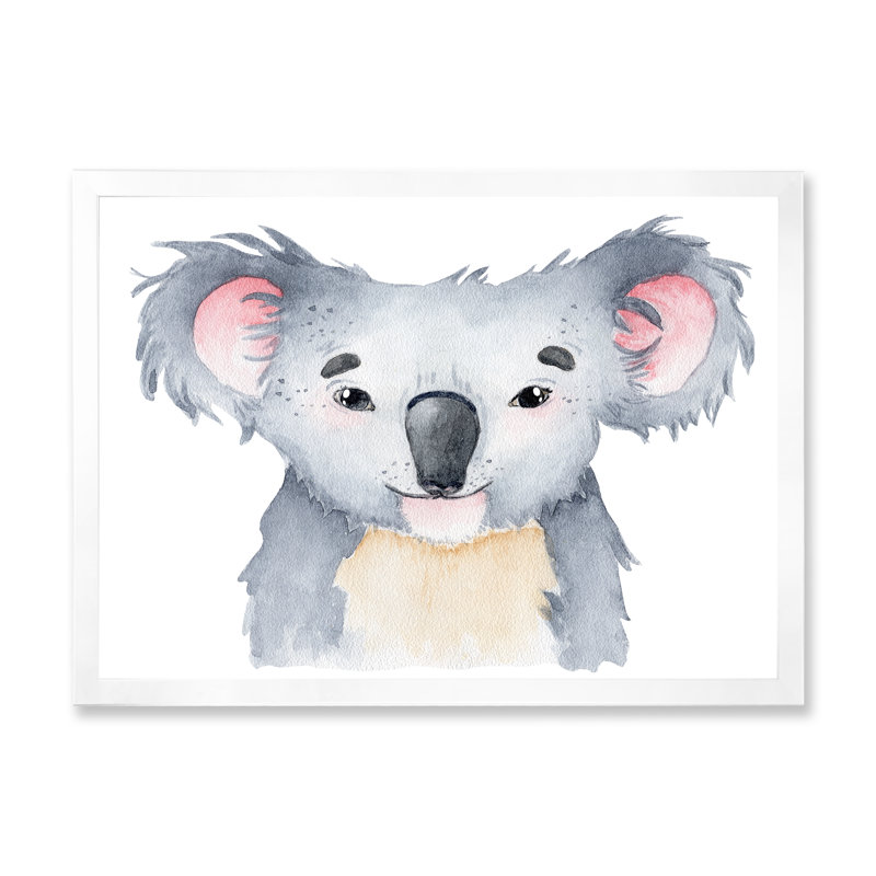 Portrait d'un mignon koala - reproduction sur toile, H 16 po x l 32 po, Toile blanche avec cadre d'angle fermé