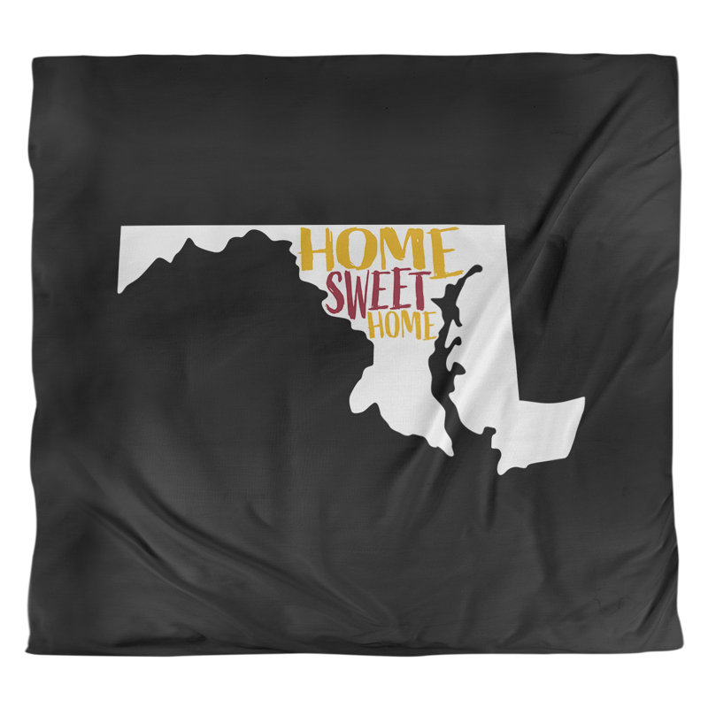 Housse de couette simple pour la maison Maryland, Microfibre, Housse de couette pour grand lit, Noir / jaune