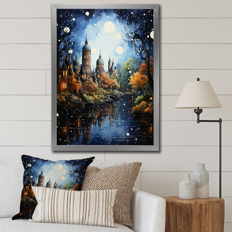Impression sur toile Blue Canal, H 20 po x l 12 po x P 1 po, Cadre photo argenté