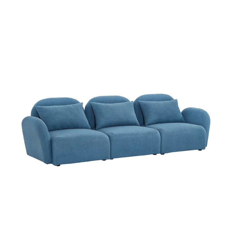 Upholstered Sofa, 28.3" H x 94" W x 34.2" D, Blue 100% Polyester