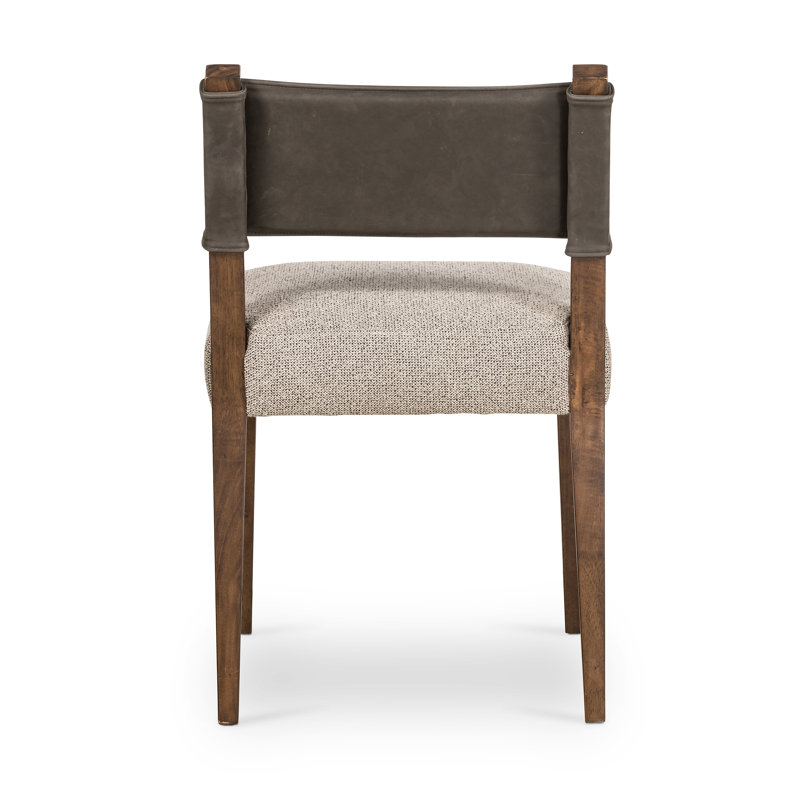 Side Chair in Charcoal, Polyester/Leather Nubuck Charcoal, Brown