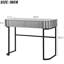 Console grise à miroir de 39 po avec base en acier inoxydable et 2 tiroirs - polyvalente pour le bureau de la chambre à coucher, nombreuses options de rangement, base de coiffeuse, gris. Pinceaux à maquillage. Élégant bureau. Matériaux.-1212016484
