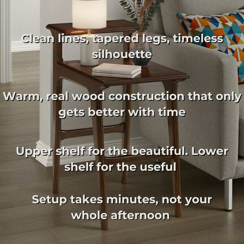 Mid-Century Modern Tiered Chairside End Table, Espresso