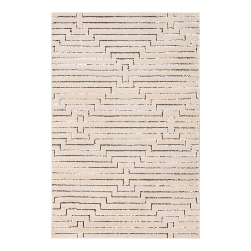 Latitude Run® Mirage Novica Rug White and Silver, Rectangle 6'1" x 9'