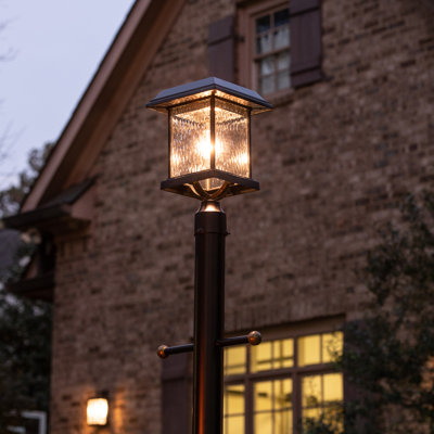 Aspen Black Solar Warm White LED Lantern Post Light with 3 in. Fitter