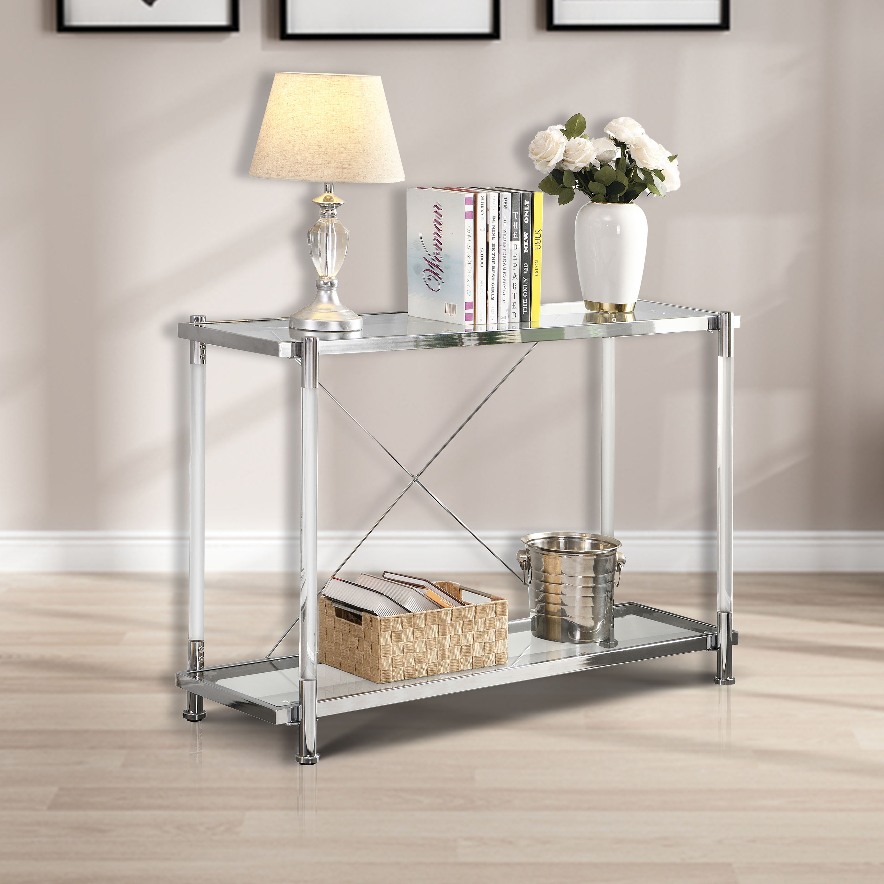 Ivy Bronx Juro 47.27'' Glass Top Console Table | Wayfair