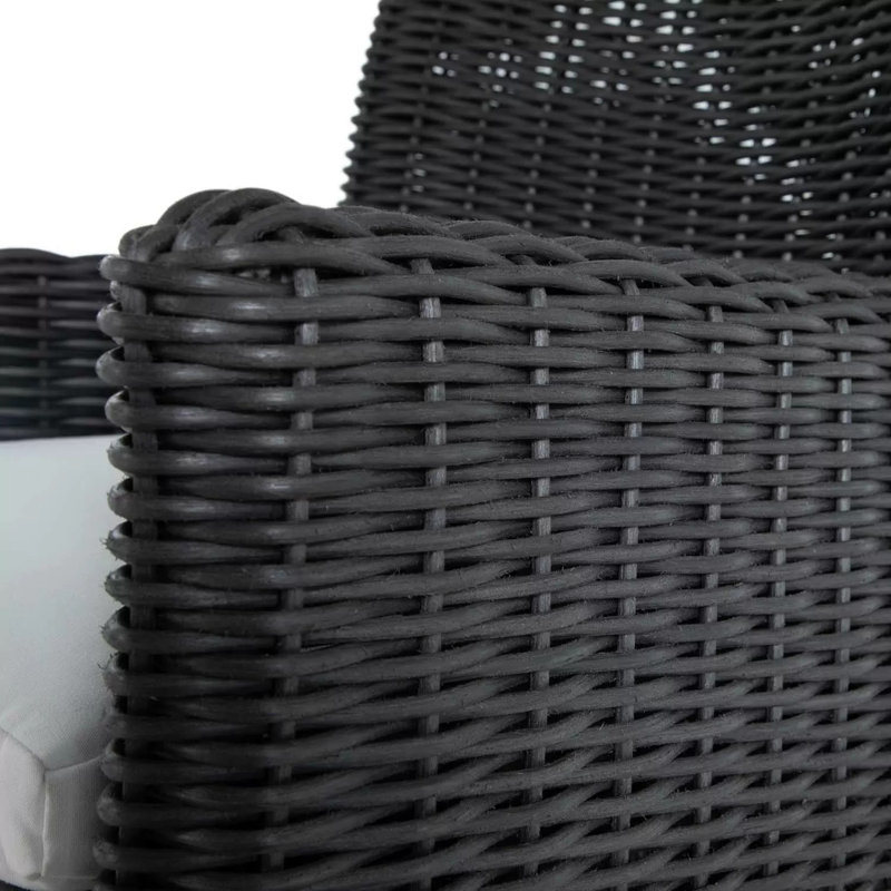 Montecito Woven N-Dura Resin Wicker Outdoor Dining Arm Chair - Onyx, Verona Fossil, No