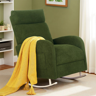 Rocking Chair, Modern Glider Chair, Recliner Armchair With Metal Legs And Side Pocket, Nursery Rocking Accent Chair With High Back For Living Room Bed by Isabelle & Max