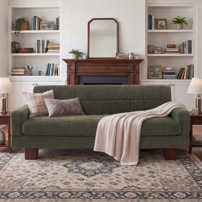 Modern Boucle Loveseat Sofa with Biscuit Back and Square Arms