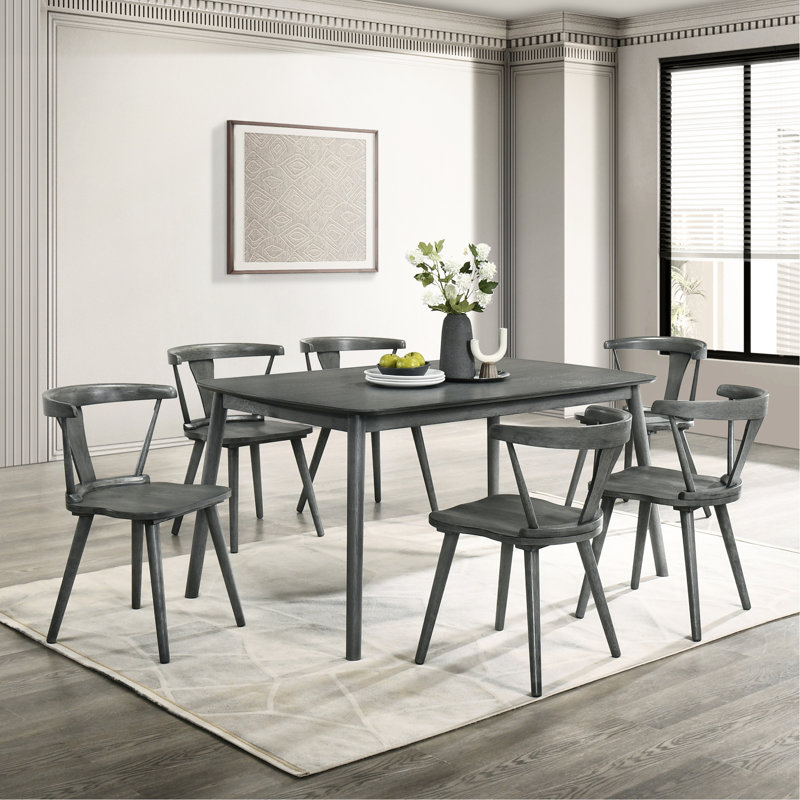 Deux chaises d'appoint rustiques rétro en bois massif gris pour la cuisine et la salle à manger, Grey