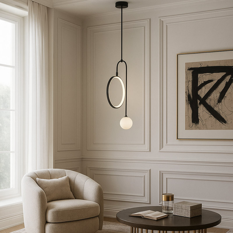 Luminaire suspendu simple en métal