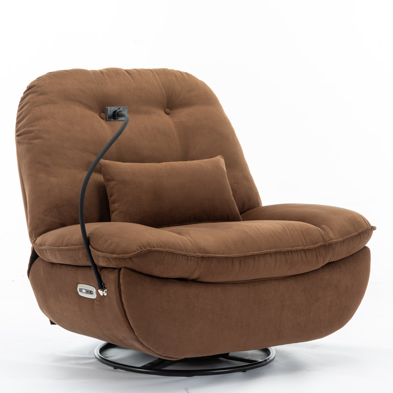 Canapé inclinable et pivotant à 360 degrés Rhowyn Power, Polyester à 100 % de couleur brune